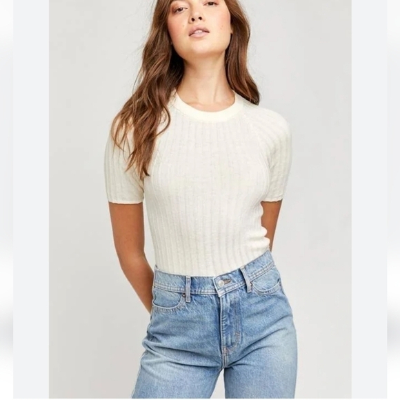 Free People Friday Morning Swit Tee in Cream, sz Large - Picture 1 of 13